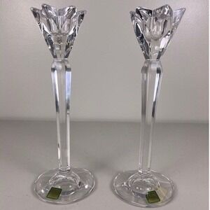 Marquis Waterford Crystal Candlestick Holders Tulip Top Pair Made‎ Austria